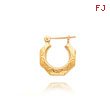 14K Polished Patterned Hollow Hoop Earrings