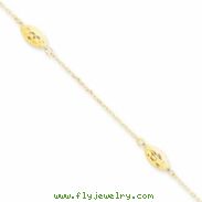 14k Polished Puffed Rice Bead Anklet