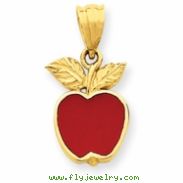 14k Polished Red Enameled Apple Pendant