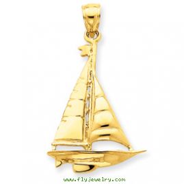 14k Polished Sailboat Pendant