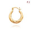 14K Polished Twisted Hollow Hoop Earrings
