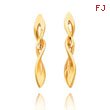 14K Polished Twisted Open Leaf Dangle Earrings