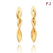 14K Polished Twisted Open Leaf Dangle Earrings