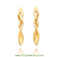 14K Polished Twisted Open Leaf Dangle Earrings