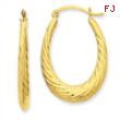 14k Polished Twisted Oval Hollow Hoop Earrings