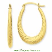 14k Polished Twisted Oval Hollow Hoop Earrings