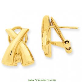 14k Polished X Omega Back Post Earrings