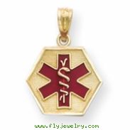 14k Red Enameled Medic ID Pendant