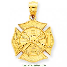 14k Reversible Fire Department Shield Pendant