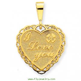 14k Reversible I Love You Heart Pendant