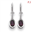 14k Rhodalite Garnet Diamond oval leverback earring