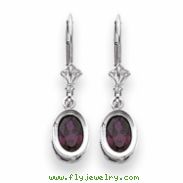 14k Rhodalite Garnet Diamond oval leverback earring