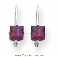 14k Rhodalite Garnet Diamond princess leverback earrin