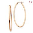 14K Rose Gold 2mm Square Tube Oval Hoop Earrings