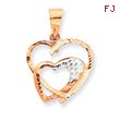 14K Rose Gold And Rhodium Hearts Pendant