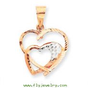 14K Rose Gold And Rhodium Hearts Pendant
