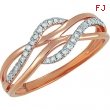 14K Rose Gold Diamond Ring With Rhodium Plating