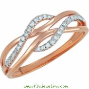 14K Rose Gold Diamond Ring With Rhodium Plating
