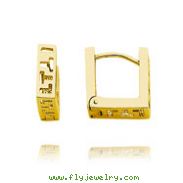 14K Rose Gold Greek Design Square Hinged Hoops