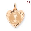 14K Rose Gold Holy Communion Heart Charm