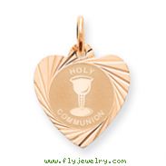 14K Rose Gold Holy Communion Heart Charm