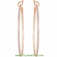 14K Rose Gold Pair 2 Diamond Hoop Earrings