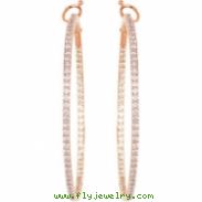 14K Rose Gold Pair 2 Diamond Hoop Earrings