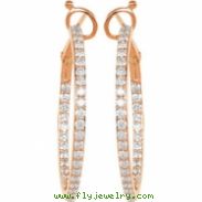 14K Rose Gold Pair Diamond Hoop Earrings