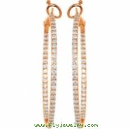 14K Rose Gold Pair Diamond Hoop Earrings