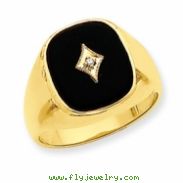 14k Rounded Square Mens Diamond and Onyx Ring Mountin ring