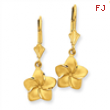 14k Satin & Diamond-Cut Plumeria Dangle Leverback Earrings