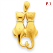 14k Satin & Polished Cats Pendant