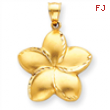 14k Satin Diamond-cut Open-Backed Large Plumeria Pendant