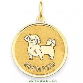 14k Shih Tzu Disc Charm