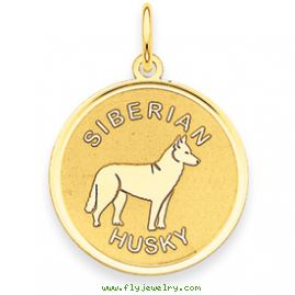 14k Siberian Husky Disc Charm
