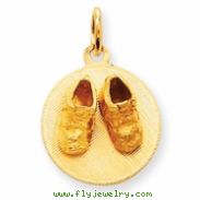 14k Small Solid Engraveable Baby Shoes on Disc Charm