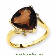 14K Smokey Quartz & Diamond Ring