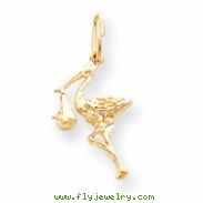 14k Solid 3-Dimensional Stork Charm