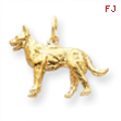 14k Solid Polished 3-Dimensional German Shepard Charm