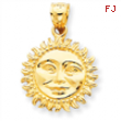 14k Solid Polished 3-Dimensional Sun Pendant