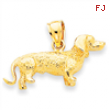 14k Solid Polished 3-Dimensional Wire Haired Dachshund Charm