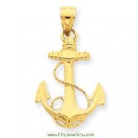 14k Solid Polished Anchor Pendant