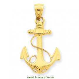 14k Solid Polished Anchor Pendant