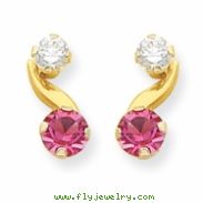 14k Synthetic Pink Tourmaline (Oct) Post Earrings