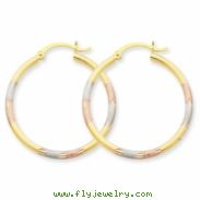 14K Tri-color 2mm Diamond-cut Earrings