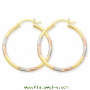 14K Tri-color 2mm Diamond-cut Earrings