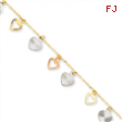 14K Tri-Color Adjustable Heart Anklet