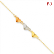 14K Tri-Color Adjustable Heart Anklet