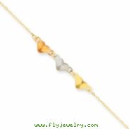 14K Tri-Color Adjustable Heart Anklet