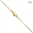 14k Tri-Color Adjustable Puffed Heart anklet